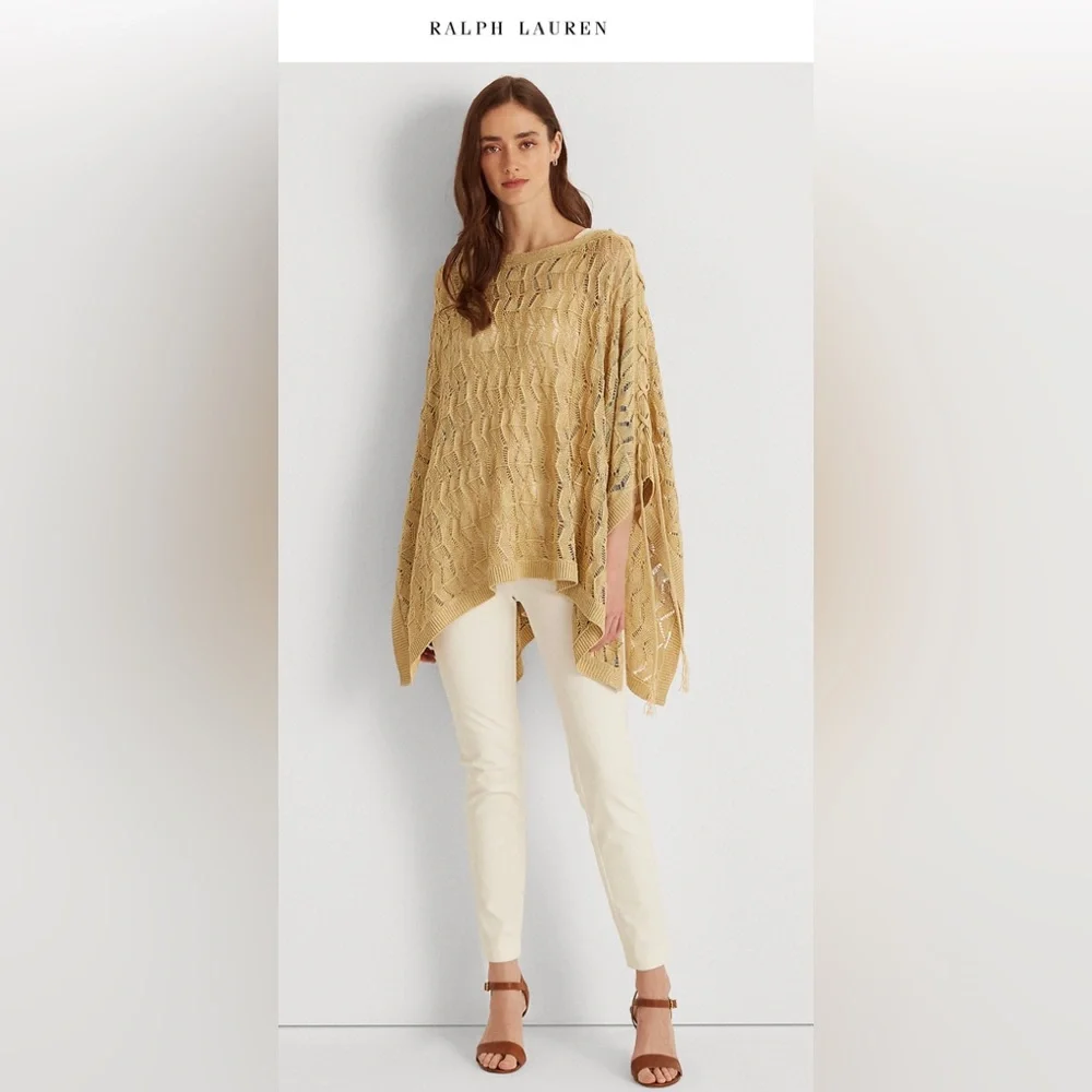 Lauren Ralph Lauren Linen Blend Poncho - Picture 1 of 16